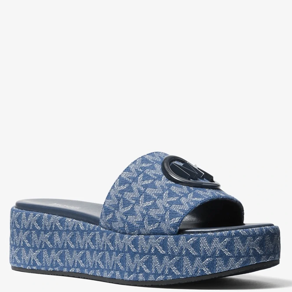 Michael Kors Sadler Wedge Denim Sandals - Picture 5 of 7